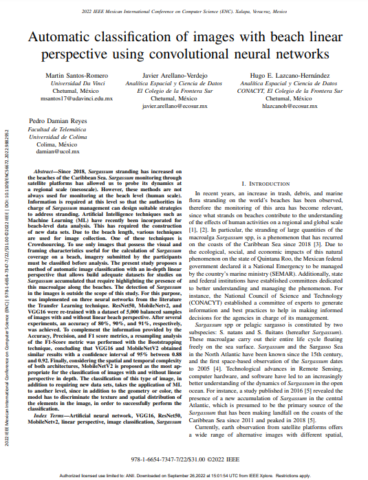 Portada del articulo, Automatic clasification